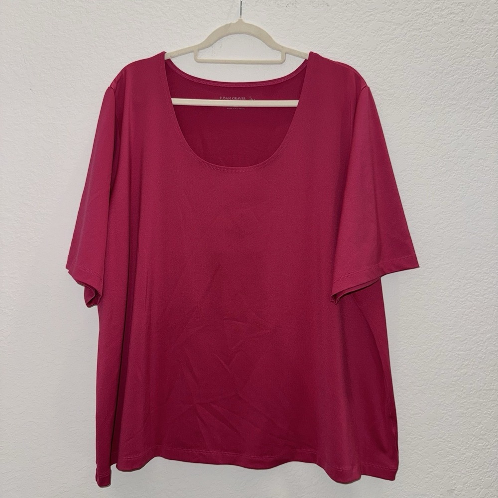 Susan Graver Women Plus 3X Everyday Half Sleeve Tee Shirt Stretch Workout Casual